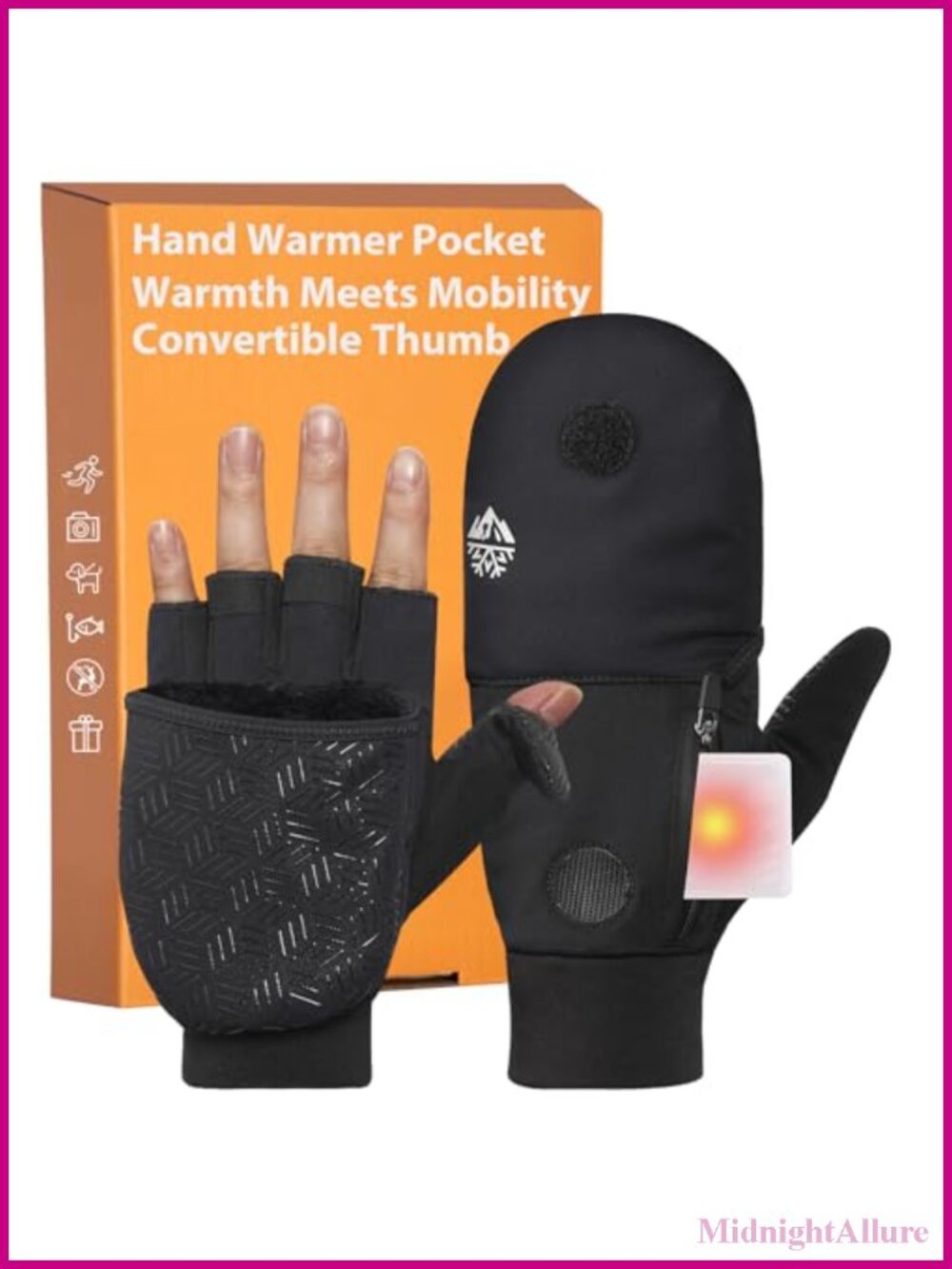 Convertible Fingerless Mittens Fleece Lined Non-Slip Running Gloves